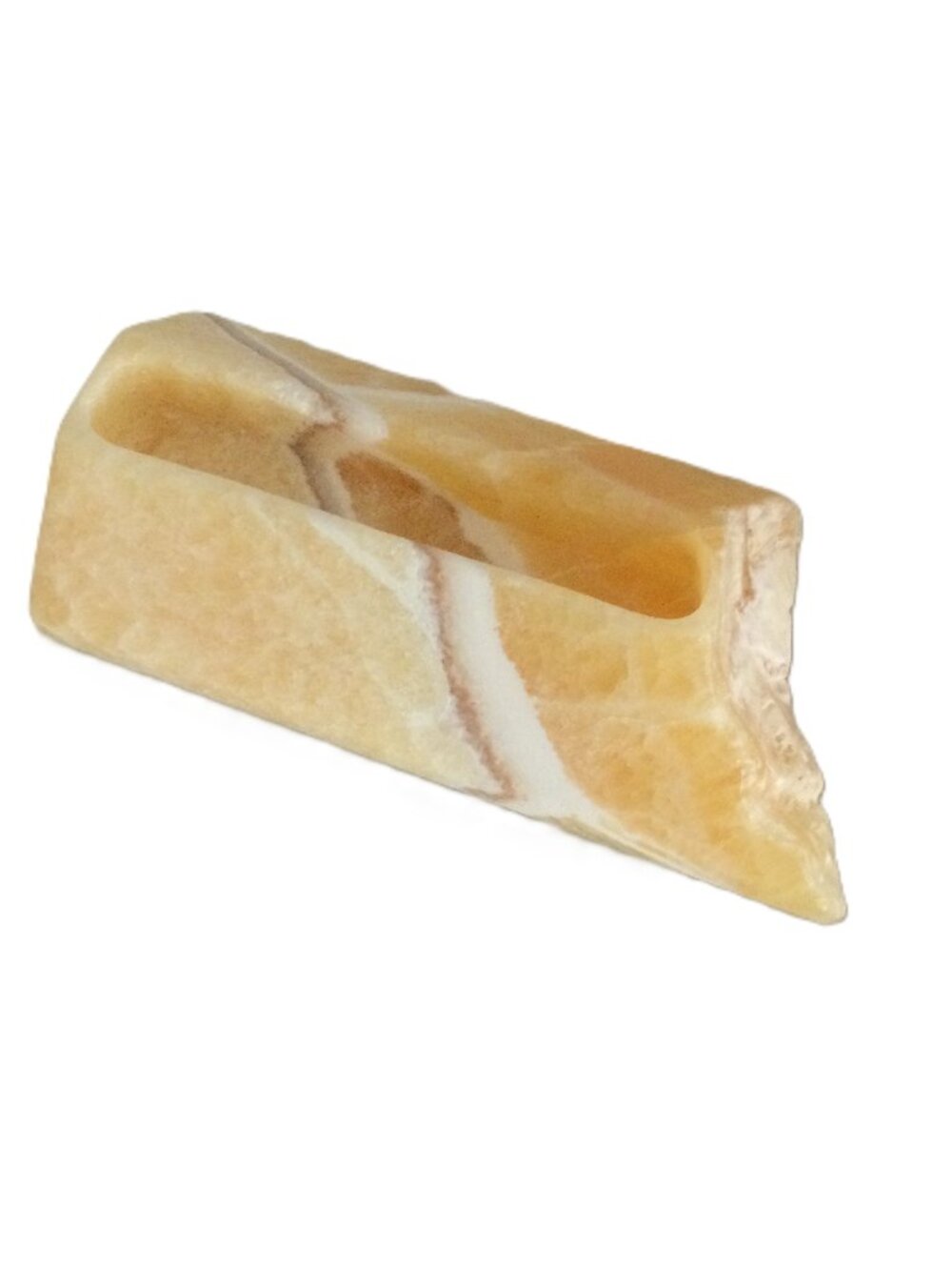 Honeycomb Calcite Business Card Holder Crystal Desk Decor Texas Artisan 5.5x2.5"